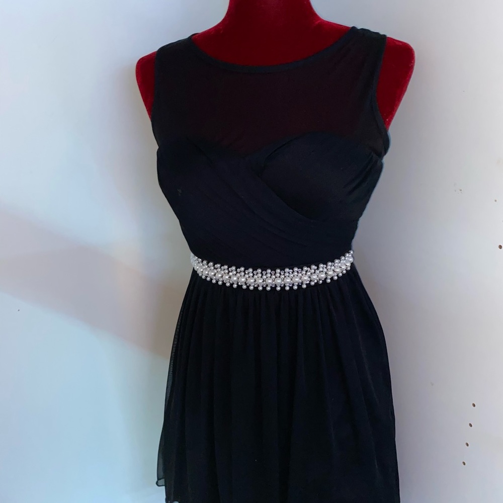 Black Cocktail Dress (Pearled Waist)